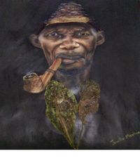 Jennifer Msekwa: Kiko, 2020, mixed media on paper, 86 x 62 cm, signiert