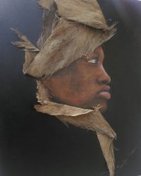 Jennifer Msekwa, Wanawake na uhifadhi (Frauen und Umweltschutz), 2023, Mixed media on canvas, 68 x 48 cm, signiert