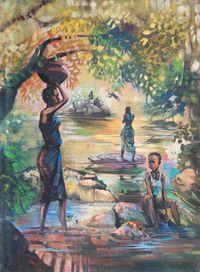 Paul Ndunguru, River, 2013, Acryl auf Leinwand, 150 x 100 cm, signiert