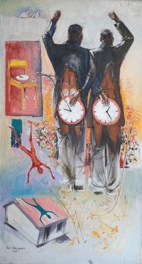 Paul Ndunguru, Time, 2015, Acryl auf Leinwand, 120 x 65 cm, signiert