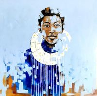 Happy Robert, Blue Massai, 2022, Acryl auf Leinwand, 110 x 110 cm