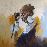 R Happy Robert, Masai, 2021, Acryl auf Leinwand, 110 x 110 cm