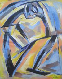 Raza Mohamed, The Thinker, 2020, Acryl auf Leinwand, 93 x 77 cm, signiert